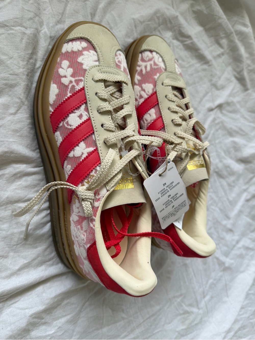 adidas Originals Gazelle bold x liberty london shoes in white and cream white - Picture 1 of 6